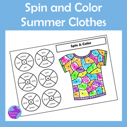 End of Year Summer Clothes Spin and Color by Number Activity ESY